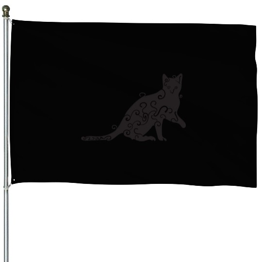 Black magic Cat desk mat , black cat holding on House Flags