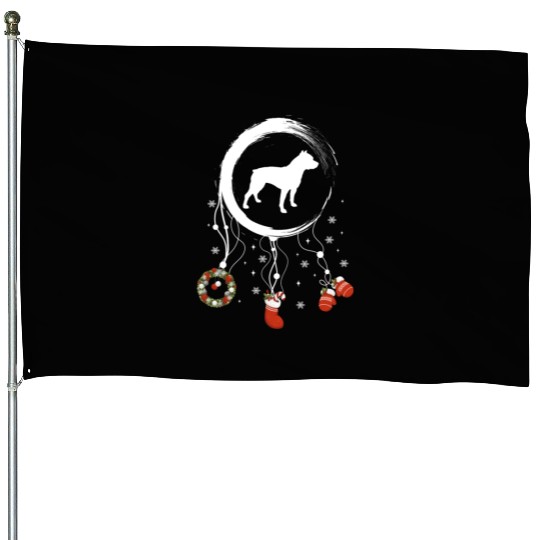 dog dreamcatcher Christmas Pitbull House Flags