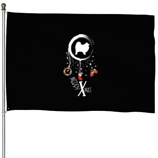 dog dreamcatcher Christmas Pomeranian House Flags