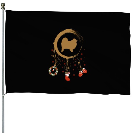 dog dreamcatcher Christmas Pomeranian House Flags