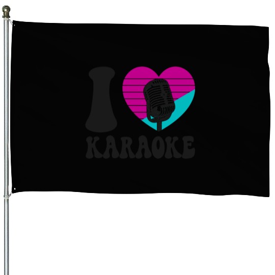 Karaoke Singer Heart I Love House Flags