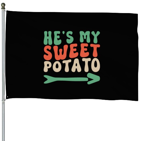 Groovy He's My Sweet Potato Couple's Matching House Flags