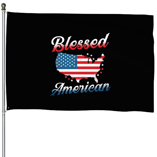 Blessed American Patriotic USA America US House Flags