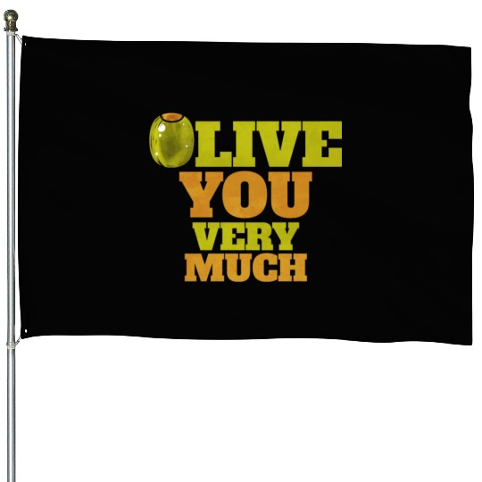 Olive I love You Very Much - Love Veggies House Flags
