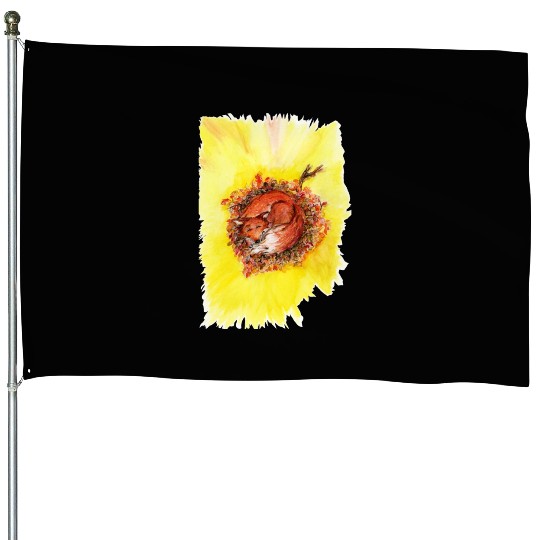 Sleeping fox House Flags