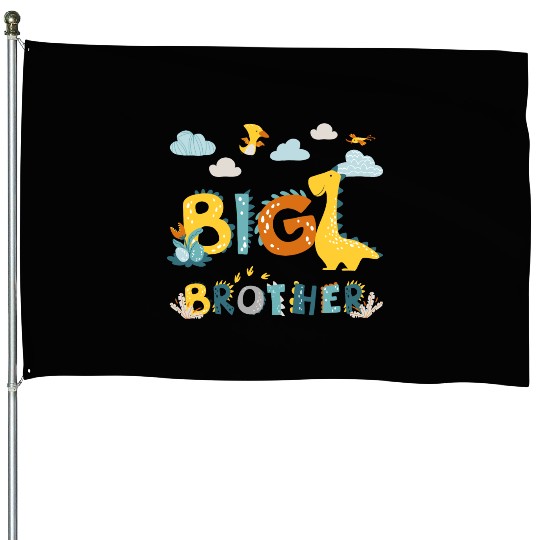 Boys Big Brother Dino Lover House Flags