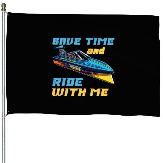 Drag Boat Racing Racer Speed Boat Driver House Flags