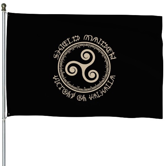 Shield Maiden Victory Or Valhalla Viking Triskel House Flags