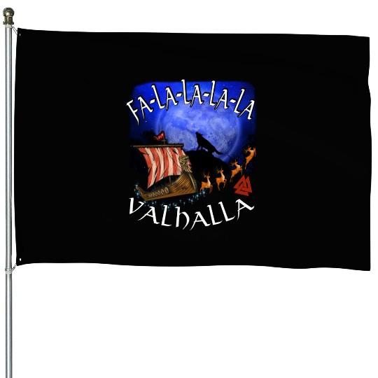 Fa La La La Valhalla Christmas Dragon Ship Vikings House Flags