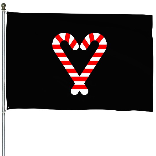Candy Canes Heart Hearts Christmas Winter House Flags