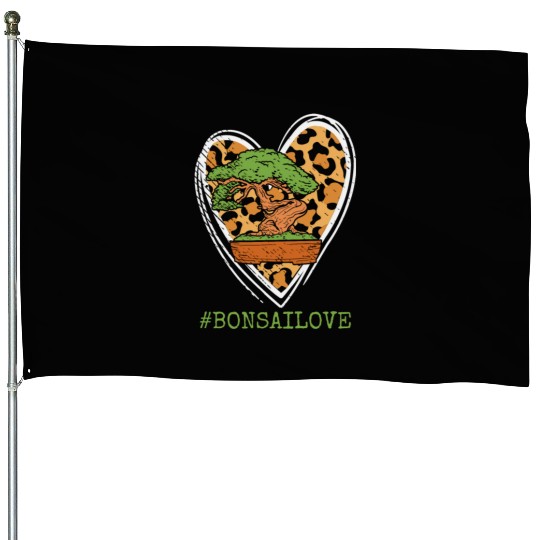 Bonsai Miniature Trees Love Japanese Leopard Heart House Flags