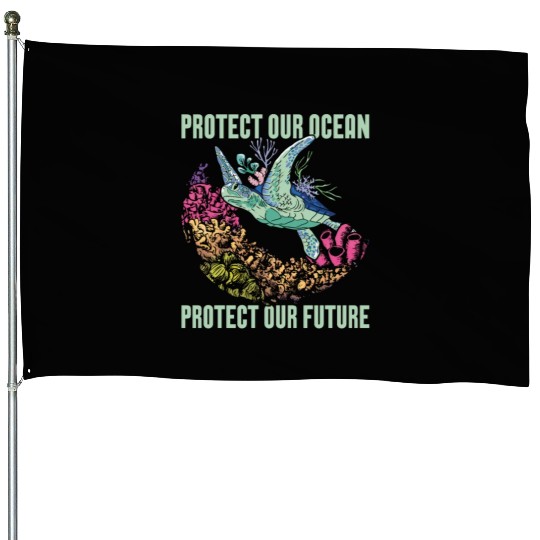 Marine Biology Protect Our Ocean Loves Marine Life House Flags