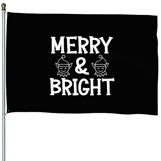 Merry and bright Christmas holiday festive seasons House Flags
