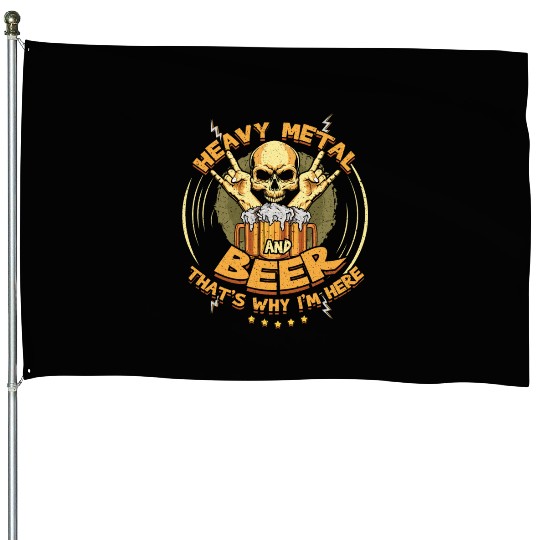 Metal And Beer Metal Music Heavy Rock Skeleton House Flags