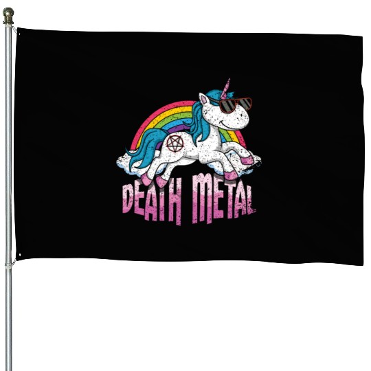 Rainbow Unicorn Love Metal Music Heavy Rocker House Flags