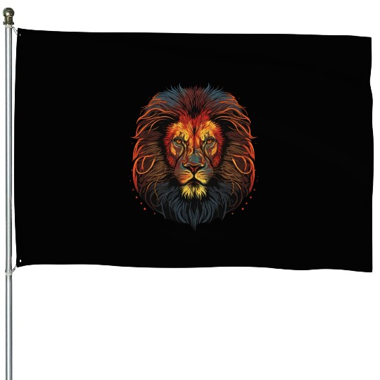 Lion Face House Flags