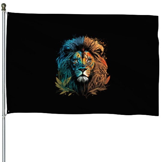 Two Face Lion House Flags