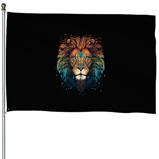 Mandala Lion House Flags