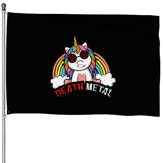 Satan Rainbow Unicorn Love Metal Music Heavy Rock House Flags