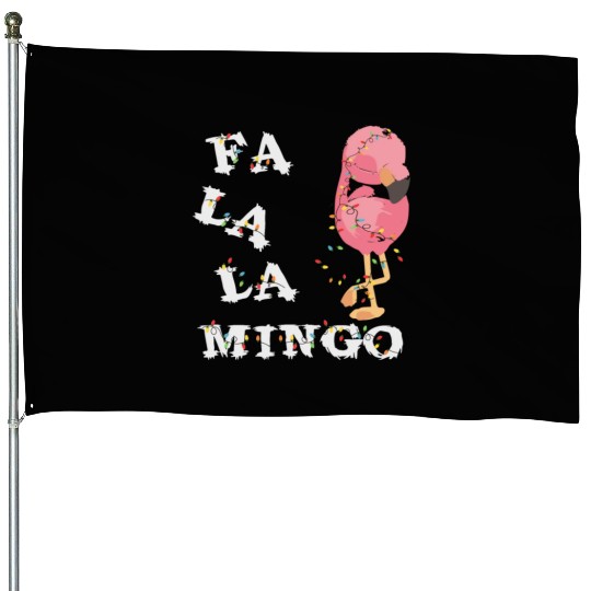 Fa La La Flamingo Family Christmas House Flags