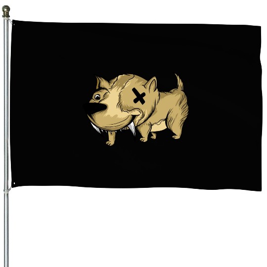 Funny Scary Brown Dog Owners Pet Lover Gift Ideas House Flags