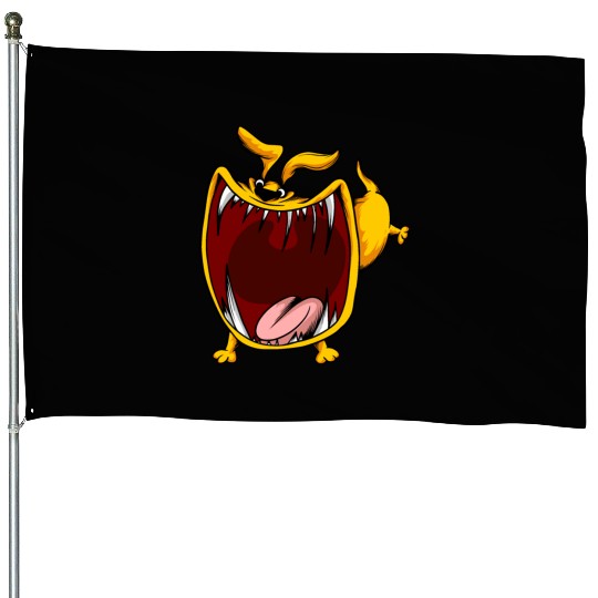 Scary Big Mouth Dog Owners Pet Lover Gift Ideas House Flags
