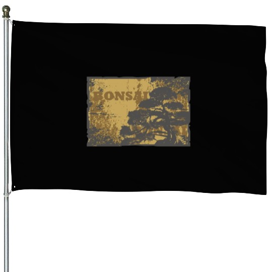 Yin Yang Bonsai Tree Japanese Design Buddhist Zen House Flags