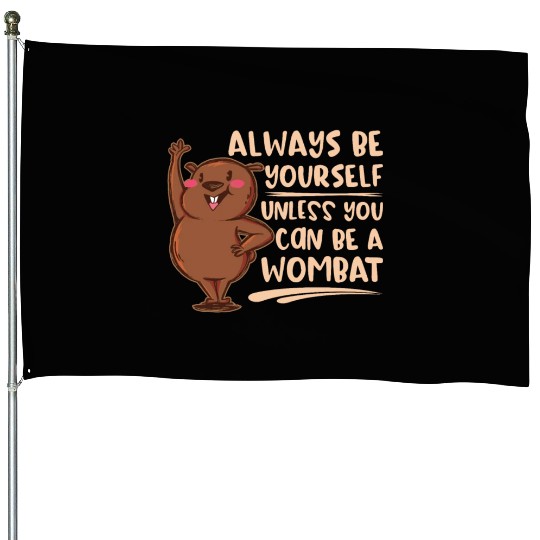 Native Australian Animal Lovers Cute Wombat House Flags