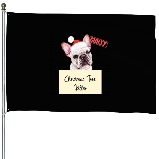 French Bulldog christmas funny prison House Flags