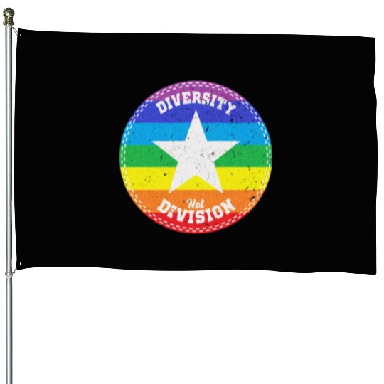 Diversity not Division Peace Love Inclusionn Human House Flags