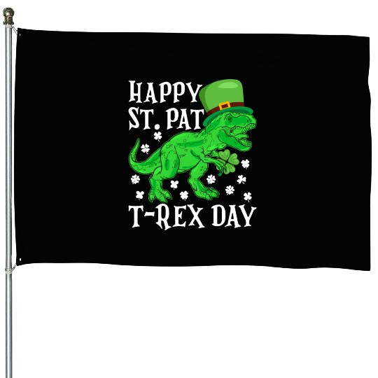 Happy St Pat Trex Day Dino St Patricks Day Toddler House Flags