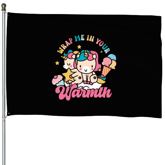 Rainbow Animal Unicorn Winter Season Lover House Flags