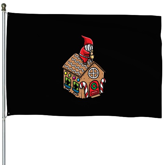 Christmas Gnome Gingerbread House Candy Cane House Flags