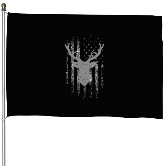 Hunting Deer American Flag Camo Hunter Buck Usa House Flags