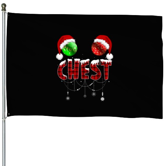Chest Nuts Christmas Funny Matching Couple House Flags