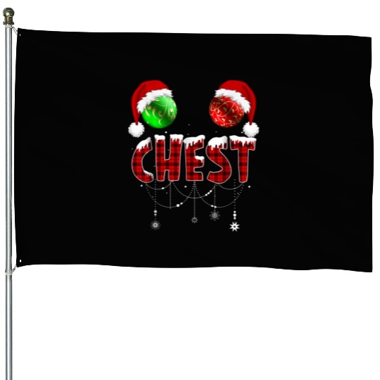 Chest Nuts Christmas Funny Matching Couple House Flags
