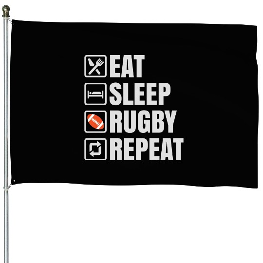 Eat Sleep Rugby Repeat House Flags