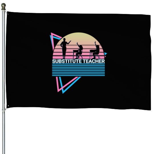 Substitute Teacher Retro House Flags
