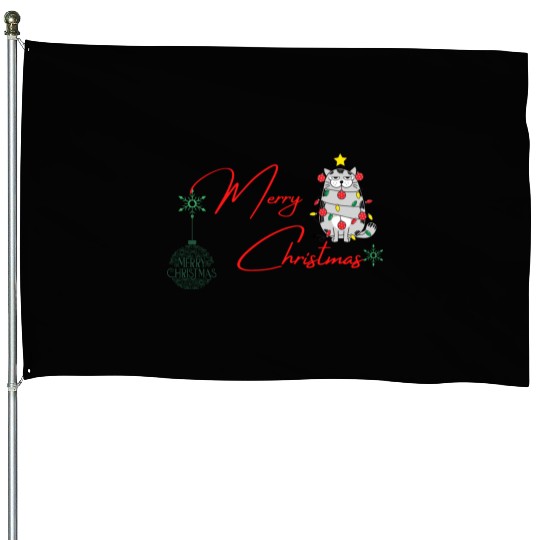 Merry Christmas furry Cats in the game edition House Flags