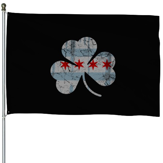 Chicago Flag Shamrock Irish St Patricks House Flags