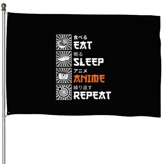 Eat, Sleep, Anime, Repeat - Gift For Christmas Day House Flags