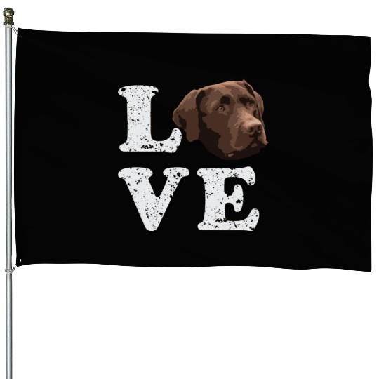 I Love My Chocolate Lab Labrador Retriever Dog House Flags
