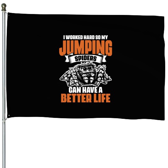 I Work Hard Funny Jumping Spider Collector A House Flags