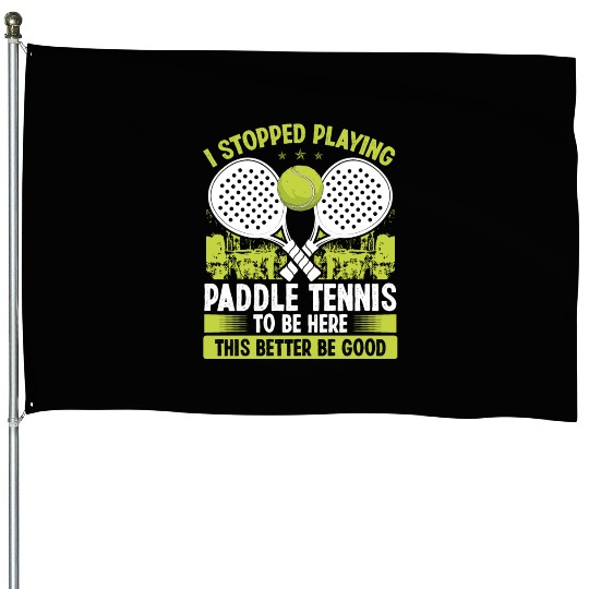 Paddle Tennis Player Match Stopped Playing Balls House Flags