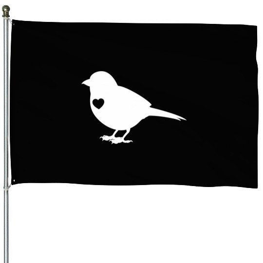 Sparrow Silhouette Heart House Flags