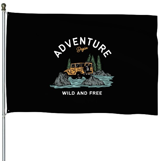 Light Blue Illustration Adventure House Flags