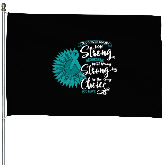 Cervical Cancer Awareness Month Teal Sunflower House Flags