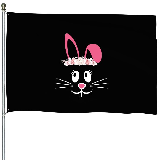 Cute Bunny Hairdress Flowers Women Girls Easter House Flags