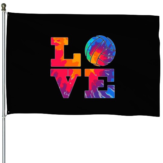 Volleyball Love Tie Dye Look Forn Girls Great House Flags
