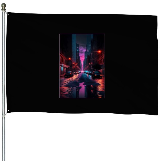 New York Vaporwave Aesthetic Retro Style Love NY House Flags